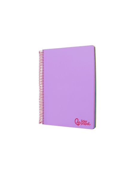 Cuaderno espiral liderpapel a7 micro wonder tapa plastico 100h 90gr cuadro 5mm 4 bandas color violeta