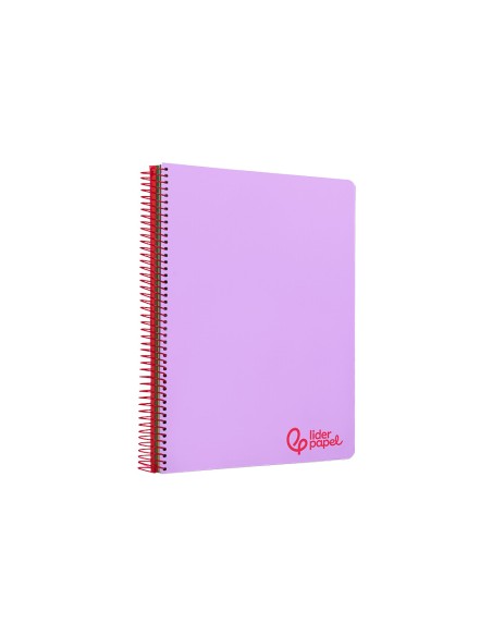 Cuaderno espiral liderpapel a7 micro wonder tapa plastico 100h 90gr cuadro 5mm 4 bandas color violeta