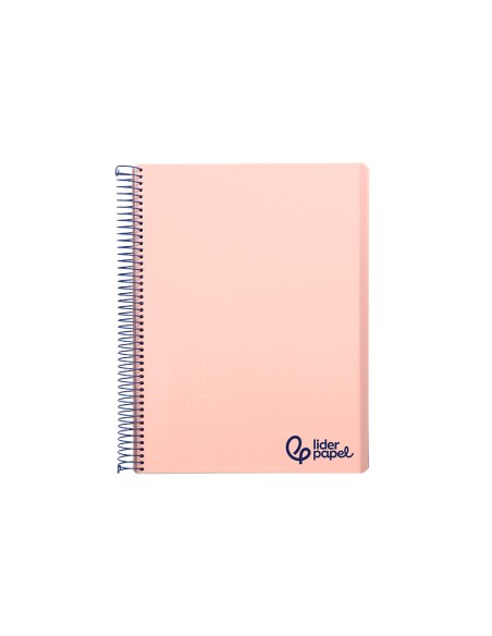 Cuaderno espiral liderpapel a7 micro wonder tapa plastico 100h 90gr cuadro 5mm 4 bandas color rosa