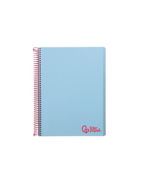 Cuaderno espiral liderpapel a6 micro wonder tapa plastico 120h 90 gr cuadro 5mm 4 bandas color celeste