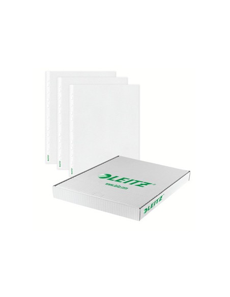 Funda multitaladro leitz con fuelle din a4 con refuerzo 170 mc cristal pack de 10 unidades