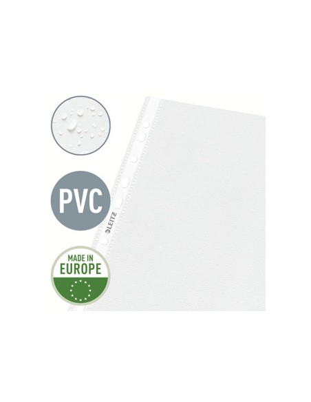 Funda multitaladro leitz con fuelle din a4 con refuerzo 170 mc cristal pack de 10 unidades