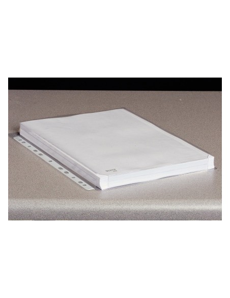 Funda multitaladro leitz con fuelle din a4 con refuerzo 170 mc cristal pack de 10 unidades
