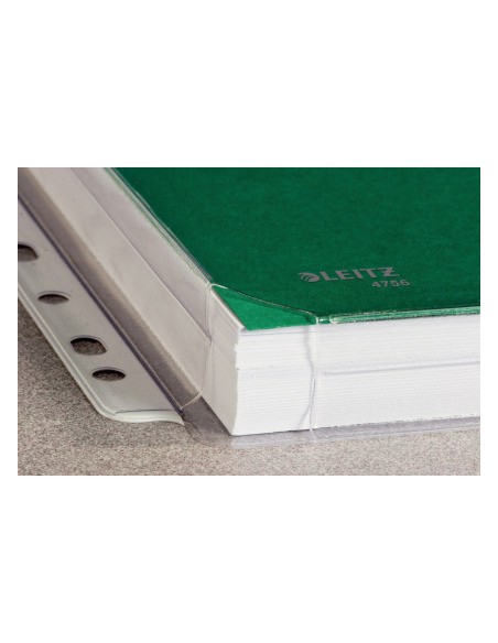 Funda multitaladro leitz con fuelle din a4 con refuerzo 170 mc cristal pack de 10 unidades