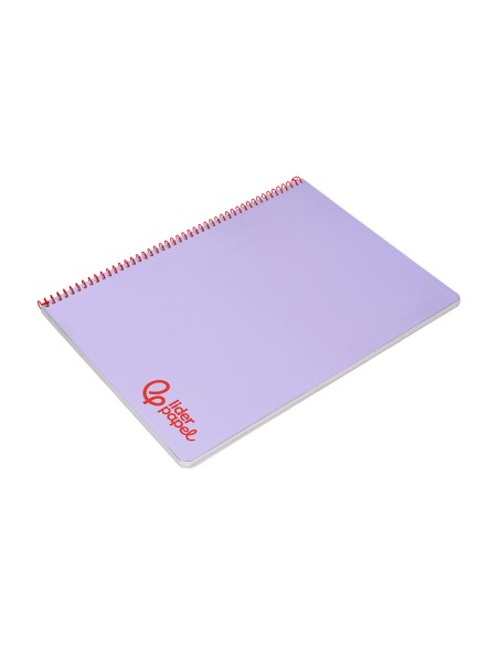 Cuaderno espiral liderpapel a4 wonder tapa plastico 80h 90gr cuadro 4mm con margen color violeta