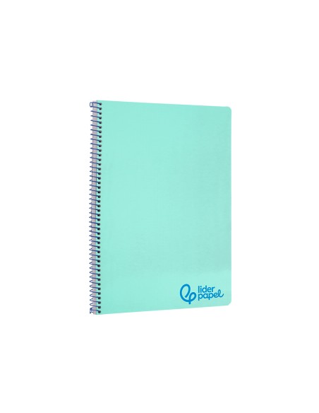 Cuaderno espiral liderpapel a4 wonder tapa plastico 80h 90gr cuadro 4mm con margen color verde pastel