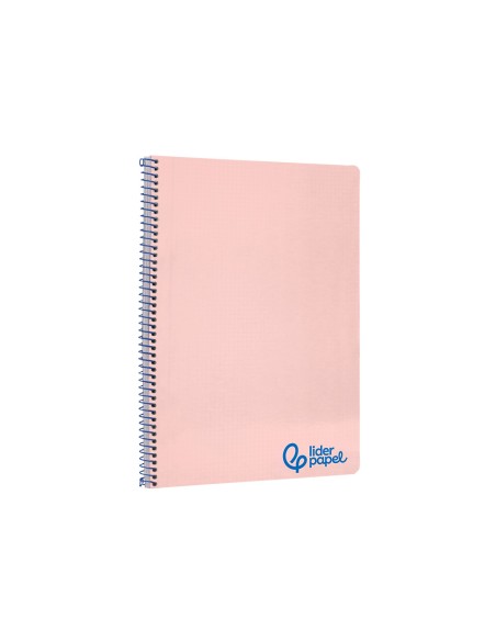 Cuaderno espiral liderpapel a4 wonder tapa plastico 80h 90gr cuadro 4mm con margen color rosa