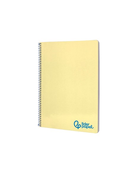 Cuaderno espiral liderpapel a4 wonder tapa plastico 80h 90gr cuadro 4mm con margen color amarillo