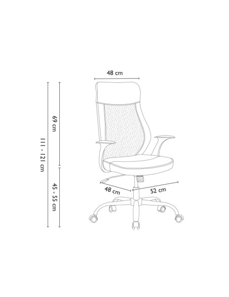 Silla q-connect direccion bergamo malla/similpiel alt max 1210mm anch 520mm prof 480mm ruedas premium negro