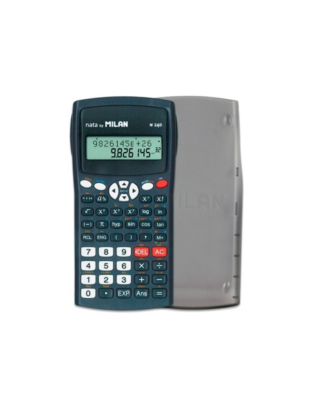 Calculadora milan cientifica m240 black 2 lineas 240 funciones 10+2 digitos color negra con tapa color gris