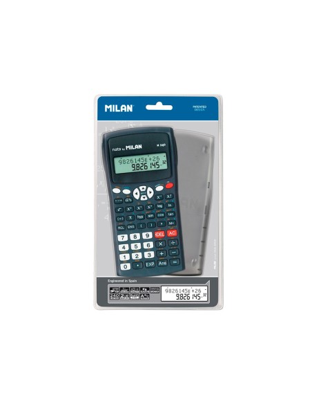Calculadora milan cientifica m240 black 2 lineas 240 funciones 10+2 digitos color negra con tapa color gris