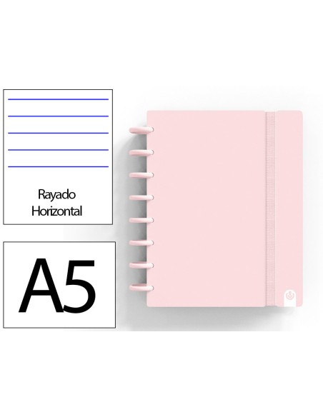 Cuaderno ingeniox foam a5 80h rayado horizontal rosa pastel