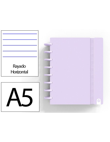 Cuaderno ingeniox foam a5 80h rayado horizontal malva pastel