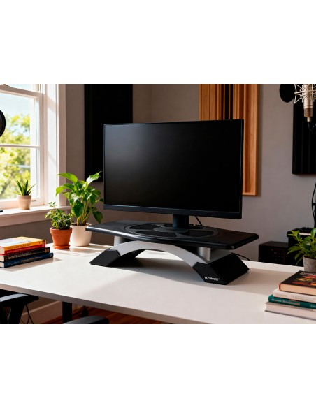 Soporte q-connect para monitor con plataforma giratoria ajustable dos alturas 411x287x99 mm