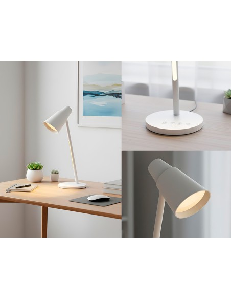 Lampara de oficina q-connect sobremesa abs tactil 6w 32 led 330lm color blanco