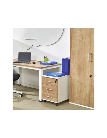 Cajonera rocada con 3 cajones serie store 58x40x59,5 cm acabado ab02 gris/gris gris/gris