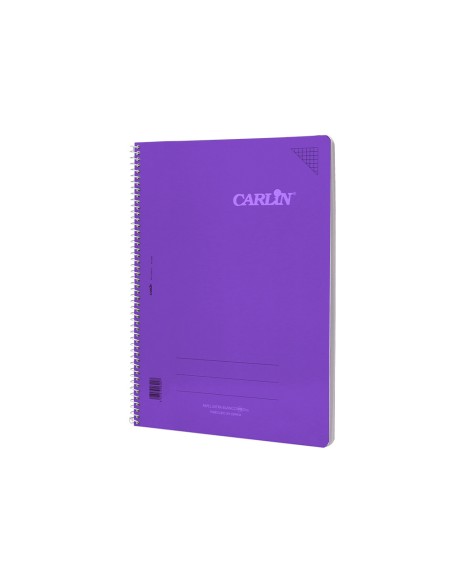 Cuaderno espiral carlin a4 tapa plastico 80h 90gr cuadro 4mm con margen color violeta