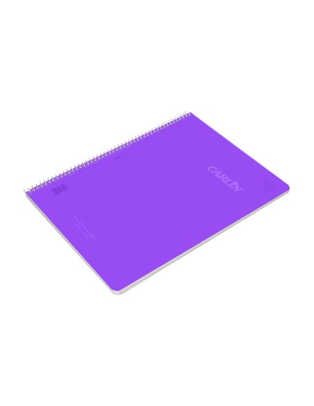 Cuaderno espiral carlin a4 tapa plastico 80h 90gr cuadro 4mm con margen color violeta