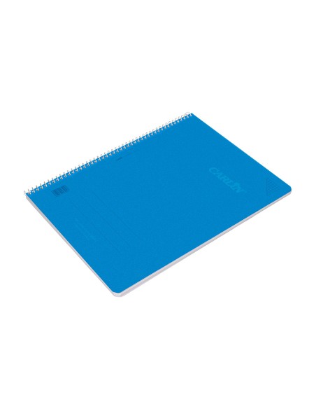 Cuaderno espiral carlin a4 tapa plastico 80h 90gr cuadro 4mm con margen color azul