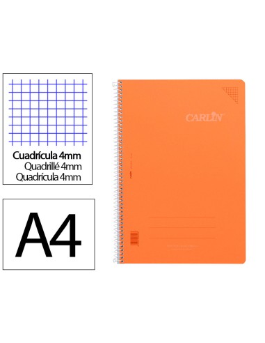 Cuaderno espiral carlin a4 tapa plastico 80h...