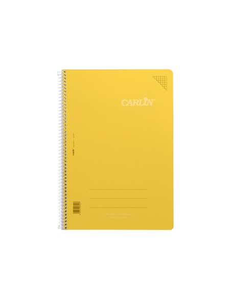 Cuaderno espiral carlin a4 tapa plastico 80h 90gr cuadro 4mm con margen color amarillo