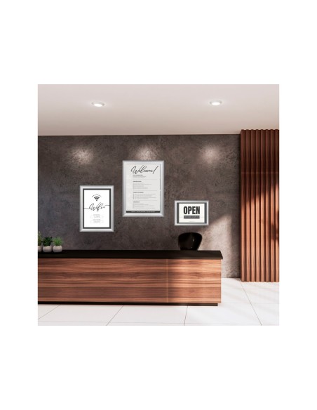 Expositor mural archivo 2000 snapframe a4 vertical/horizontal con marco color plata