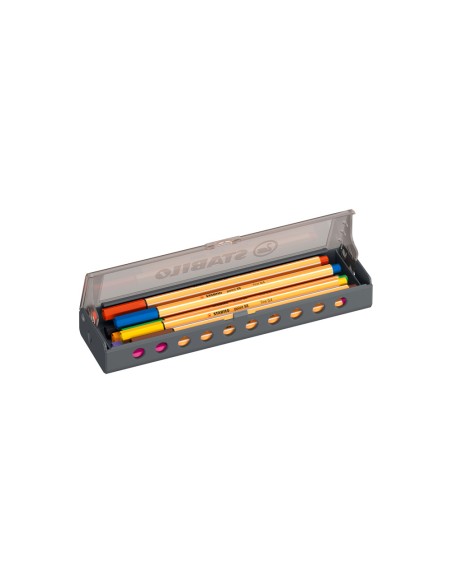 Rotulador stabilo punta de fibra point 88 estuche click set de 10 unidades colores surtidos