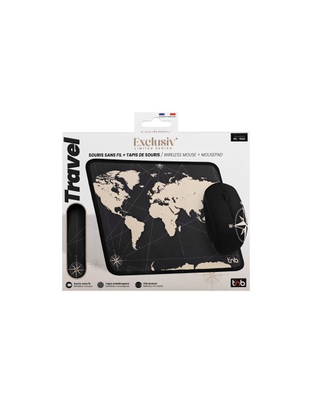 Alfombrilla de raton + raton inalambrico tnb travel optico 1600 dpi