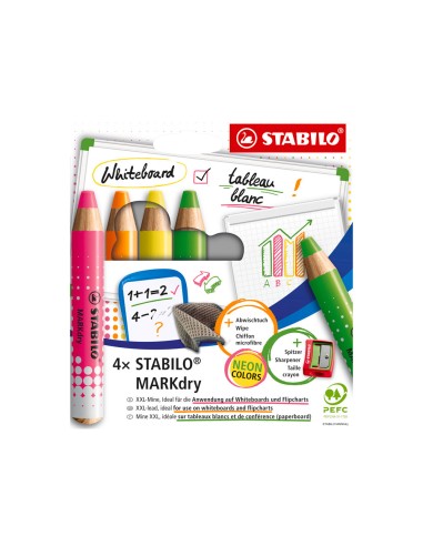 Lapiz marcador stabilo markdry neon para...