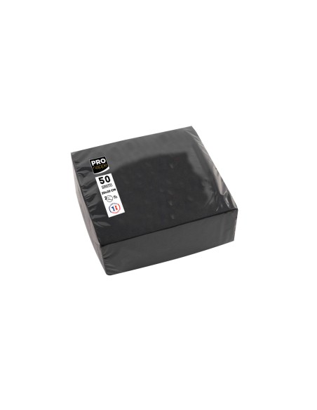 Servilleta pronappe celulosa micro grofada 20x20 cm 2 capas color negro paquete de 50 unidades