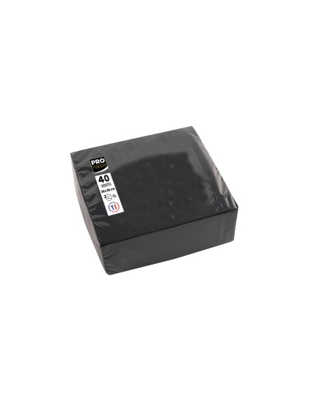 Servilleta pronappe celulosa micro grofada 38x38 cm 2 capas color negro paquete de 40 unidades