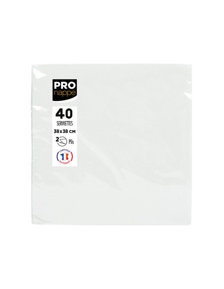 Servilleta pronappe celulosa micro grofada 38x38 cm 2 capas color blanco paquete de 40 unidades