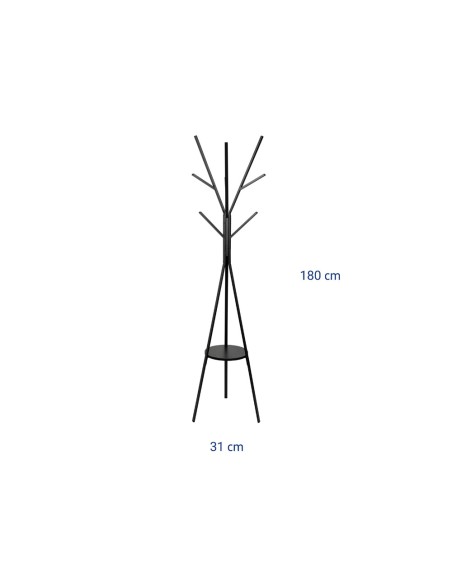 Perchero metalico maul avalon pie 9 colgadores color negro 1800x310 mm