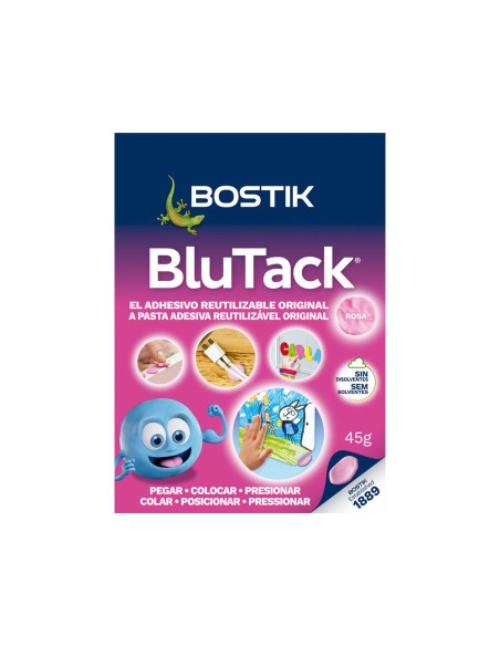 Sujetacosa masilla bostik blu tack rosa blister de 45 g