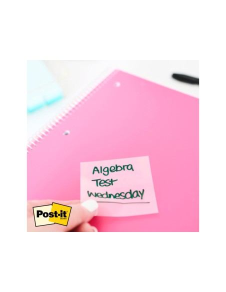 Bloc de notas adhesivas quita y pon post-it 73x73 mm 36 hojas transparente azul lavado vaquero