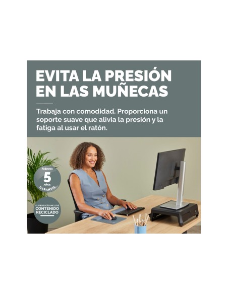 Alfombrilla para raton fellowes con reposamuñecas breyta azul 250x210x25 mm