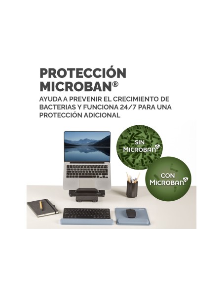 Alfombrilla para raton fellowes con reposamuñecas breyta azul 250x210x25 mm