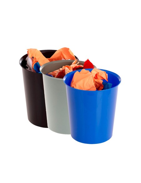 Papelera plastico archivo 2000 color negro capacidad 18 litros con opcion aro sujetabolsa 290x310 mm