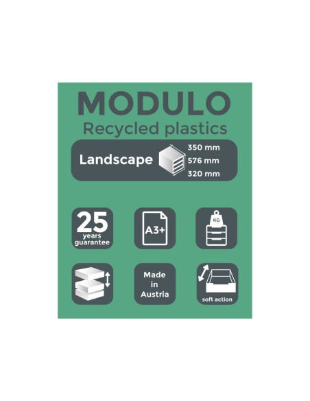 Modulo cajones sobremesa exacompta system 5 cajones poliestireno din a3 azul/gris 350x288x320 mm
