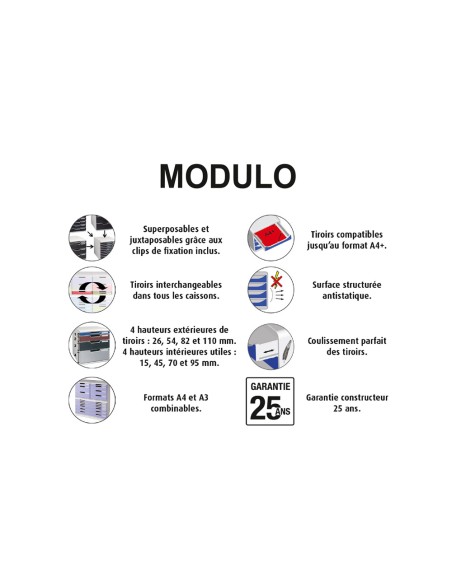 Modulo cajones sobremesa exacompta system 5 cajones poliestireno din a3 azul/gris 350x288x320 mm