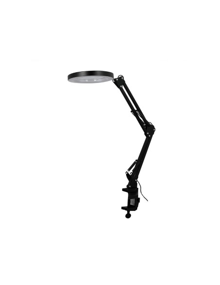 Lampara de escritorio q-connect hadar led 8w 380lm aluminio con pinza y lupa brazo doble color negro