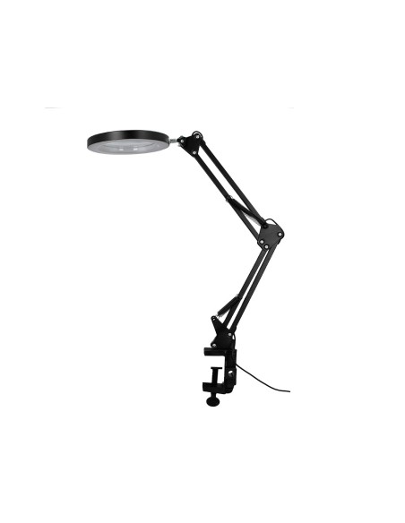Lampara de escritorio q-connect hadar led 8w 380lm aluminio con pinza y lupa brazo doble color negro