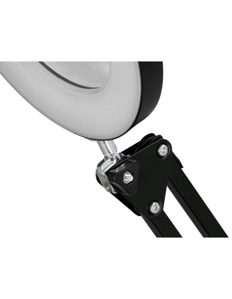 Lampara de escritorio q-connect hadar led 8w 380lm aluminio con pinza y lupa brazo doble color negro