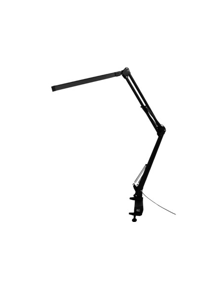 Lampara de escritorio q-connect rigel led 8w 320 lm aluminio con pinza brazo doble3 articulaciones color negro
