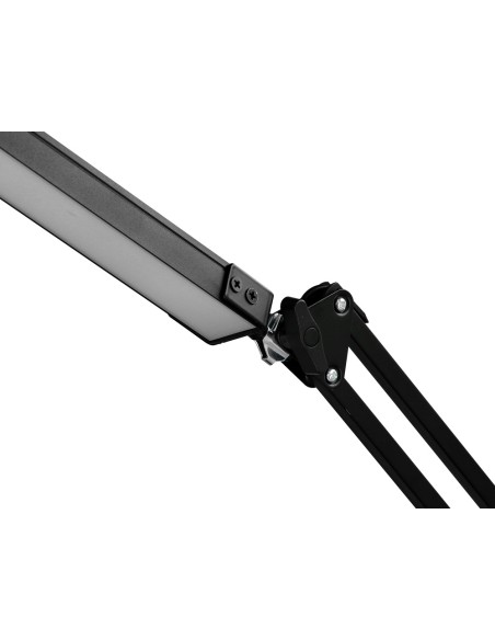 Lampara de escritorio q-connect rigel led 8w 320 lm aluminio con pinza brazo doble3 articulaciones color negro