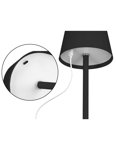 Lampara de escritorio q-connect nova led 2w 200 lm metalica tactil recargable usb-c color negro