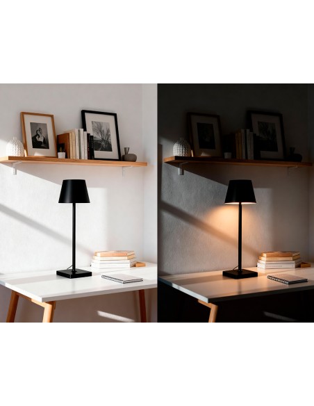 Lampara de escritorio q-connect nova led 2w 200 lm metalica tactil recargable usb-c color negro