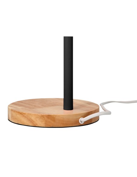 Lampara de escritorio q-connect orion metalica con detalles de madera brazo flexible color negro