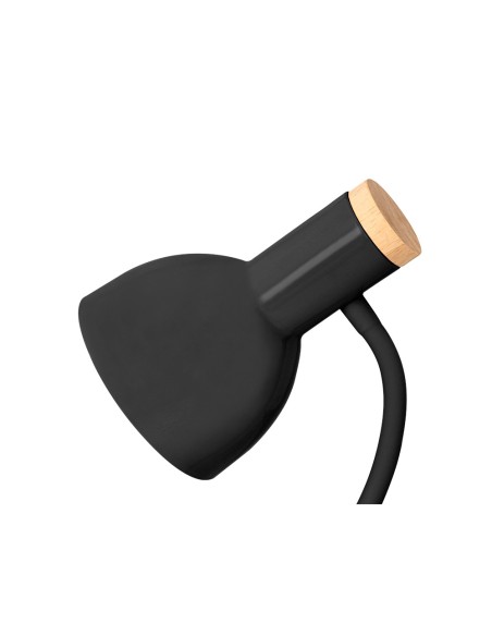 Lampara de escritorio q-connect orion metalica con detalles de madera brazo flexible color negro
