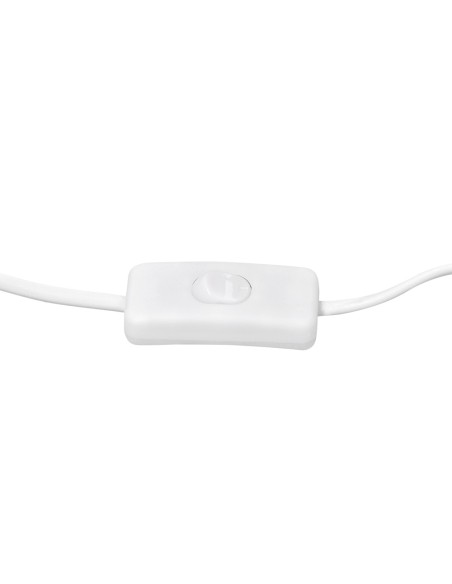 Lampara de escritorio q-connect orion metalica con detalles de madera brazo flexible color blanco